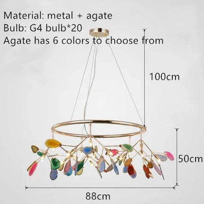 Nordic Colorful Agate LED Ceiling Chandelier with Leaf Design – view 13