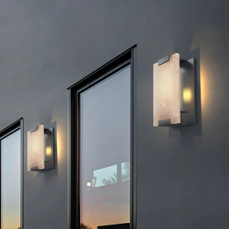 Natural Marble LED Wall Sconce with Forged Copper Body – view 3