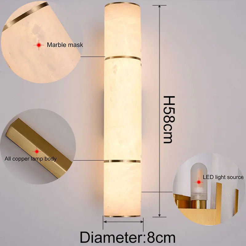 Modern Marble and Copper LED Wall Sconce – Up and Down Light – view 5