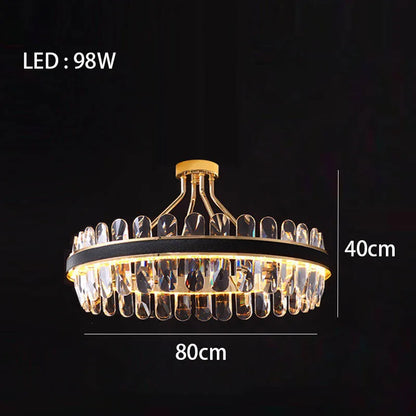 Dimmable LED Crystal Chandelier with Leather Accents, Oval or Round – view 21
