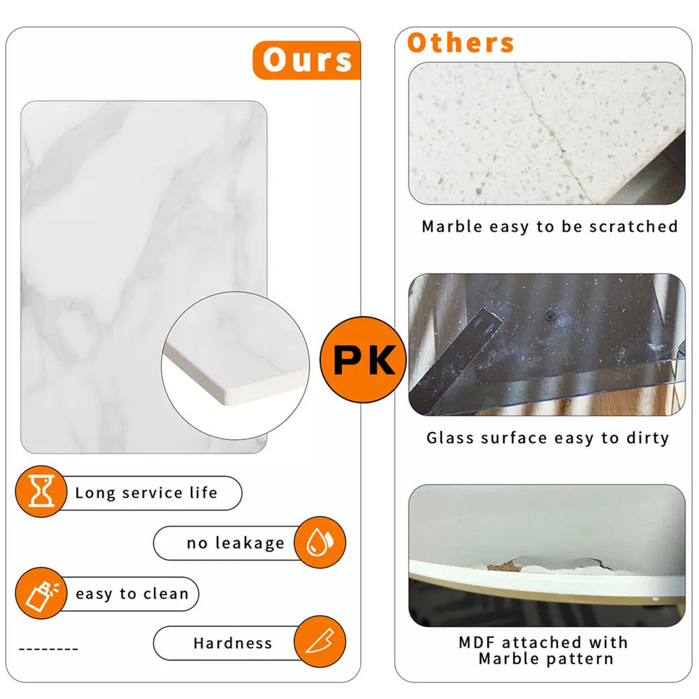 Round Sintered Stone Nesting Side Tables with Gold Metal Frame, Set of 2 – view 4