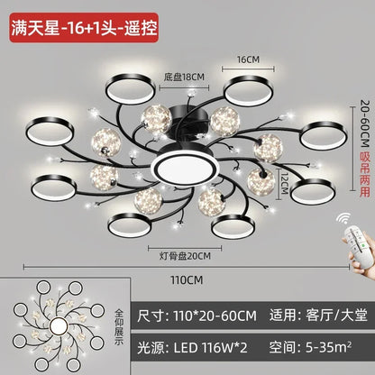 Modern Starry Gold Flush Mount Ceiling Light, Multi-Head – view 10