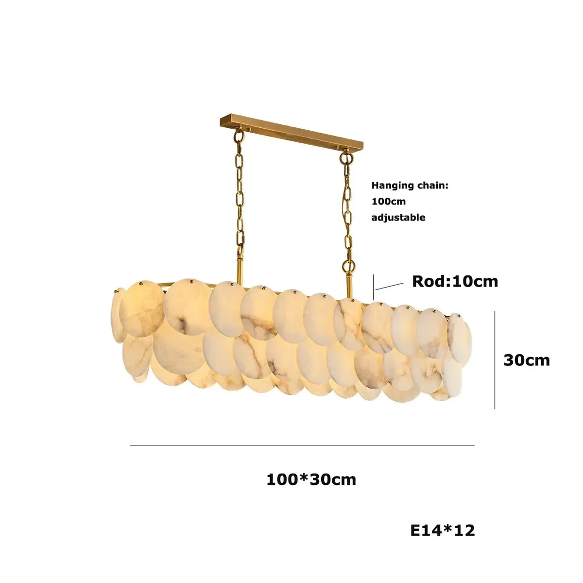 Natural Marble LED Chandelier for Kitchen Island, Round or Oval – view 14