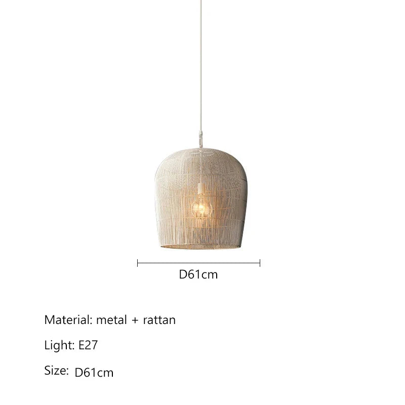 Japanese Wabi-Sabi Handmade Rattan LED Pendant Light – view 9