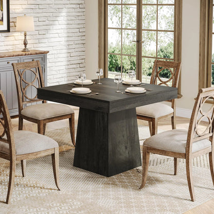 31.5-Inch Square Farmhouse Dining Table for 4 with Pedestal Base – view 7
