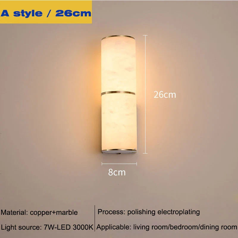 Modern Marble and Copper LED Wall Sconce – Up and Down Light – view 12