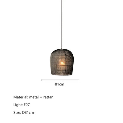 Japanese Wabi-Sabi Handmade Rattan LED Pendant Light – view 15