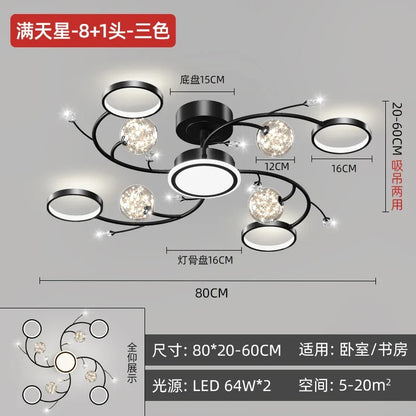Modern Starry Gold Flush Mount Ceiling Light, Multi-Head – view 14
