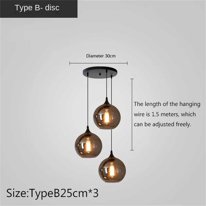 Smoky Grey Glass LED Nordic Pendant Chandelier for Kitchen Islands – view 15