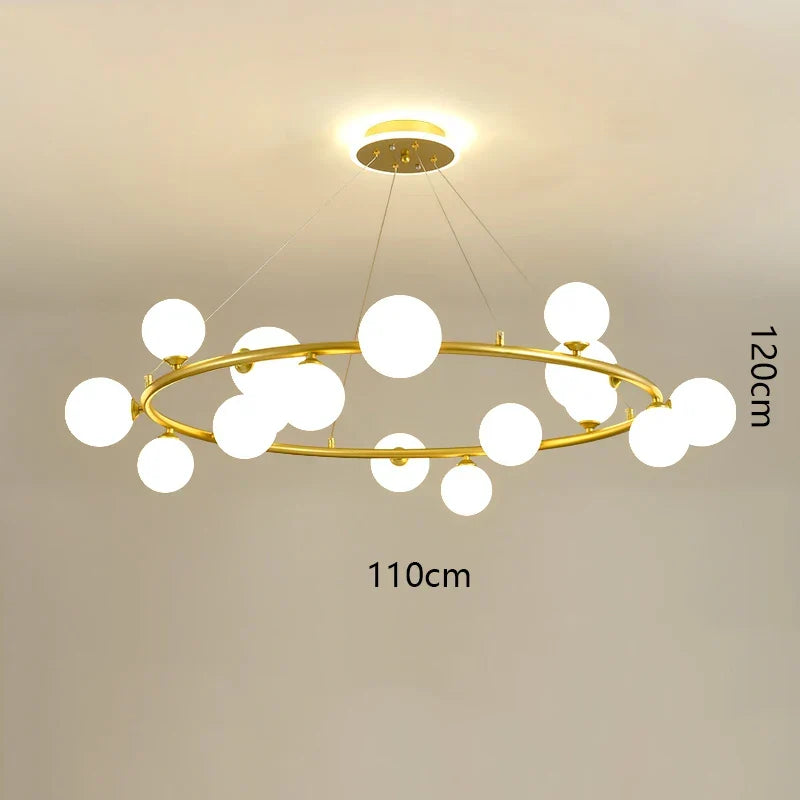 Modern LED Glass Globe Chandelier, 8 to 24 Heads, Black or Gold – view 22