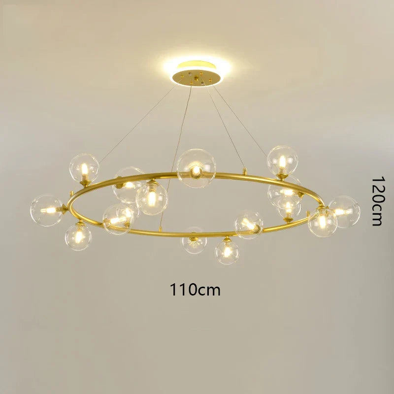 Modern LED Glass Globe Chandelier, 8 to 24 Heads, Black or Gold – view 24