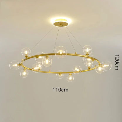 Modern LED Glass Globe Chandelier, 8 to 24 Heads, Black or Gold – view 24