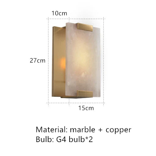 Natural Marble LED Wall Sconce with Forged Copper Body – view 11