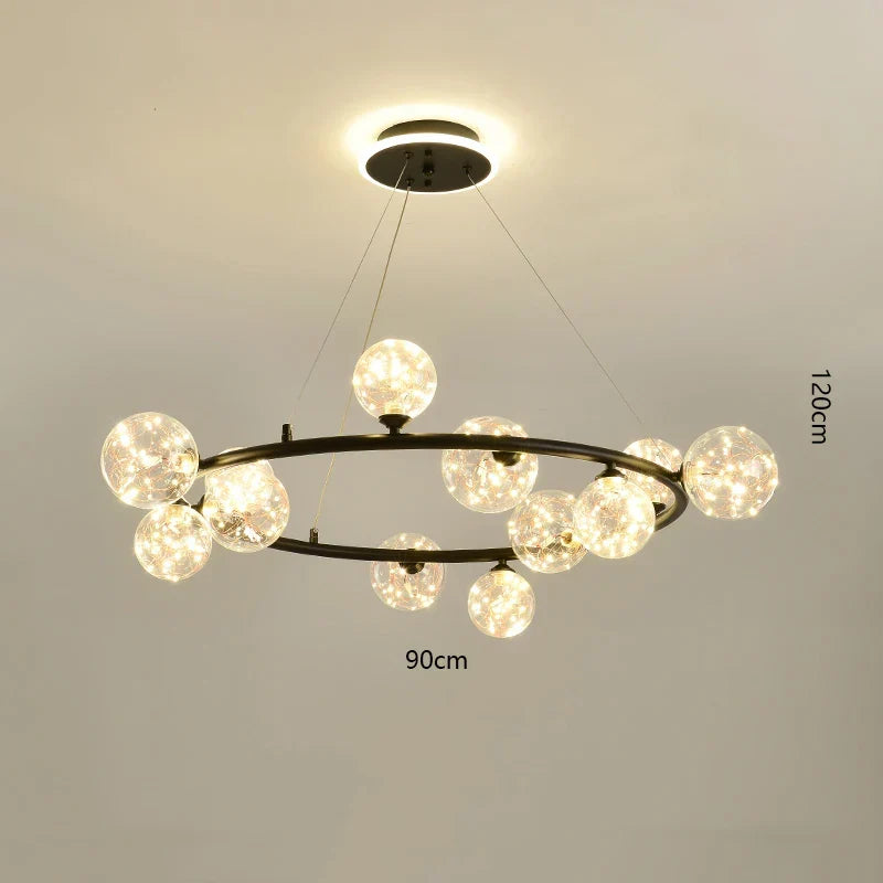 Modern LED Glass Globe Chandelier, 8 to 24 Heads, Black or Gold – view 13