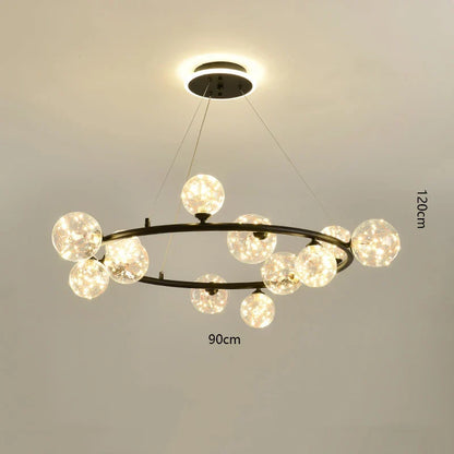 Modern LED Glass Globe Chandelier, 8 to 24 Heads, Black or Gold – view 13