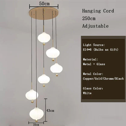 Nordic Glass Pumpkin LED Chandelier for Entryway and Staircase – view 13