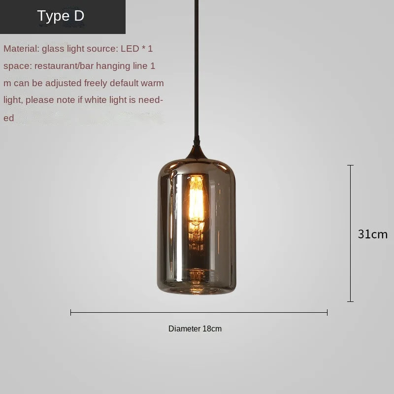 Smoky Grey Glass LED Nordic Pendant Chandelier for Kitchen Islands – view 12