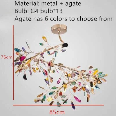 Nordic Colorful Agate LED Ceiling Chandelier with Leaf Design – view 16