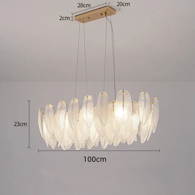 Gold Feather LED Chandelier, Round or Linear, 6 to 10 Lights – view 13