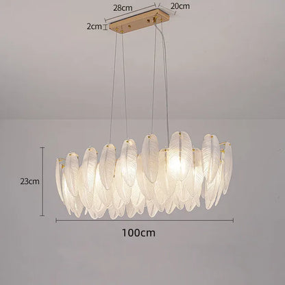 Gold Feather LED Chandelier, Round or Linear, 6 to 10 Lights – view 13
