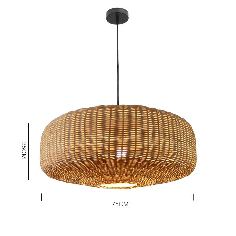 Vintage Retro Handmade Rattan Pendant Light for Dining Room – view 11