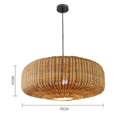 Vintage Retro Handmade Rattan Pendant Light for Dining Room – view 11