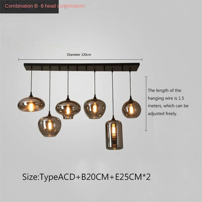 Smoky Grey Glass LED Nordic Pendant Chandelier for Kitchen Islands – view 25