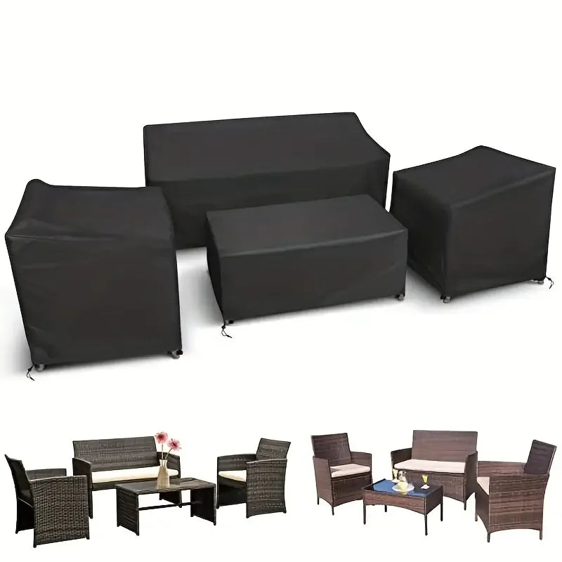 Silver Polyester Patio Furniture Covers Set, 4-Piece