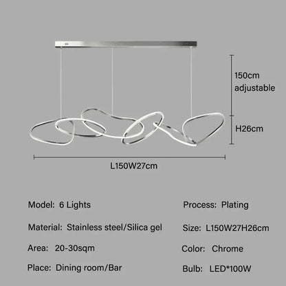 Modern LED Multi-Ring Pendant Light in Gold, Rose Gold or Chrome – view 16
