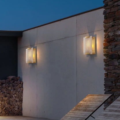 Natural Marble LED Wall Sconce with Forged Copper Body – view 2