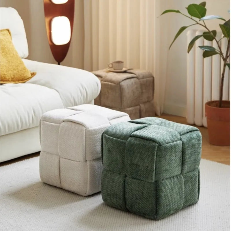 Solid Wood & Suede Fabric Upholstered Bench & Stool