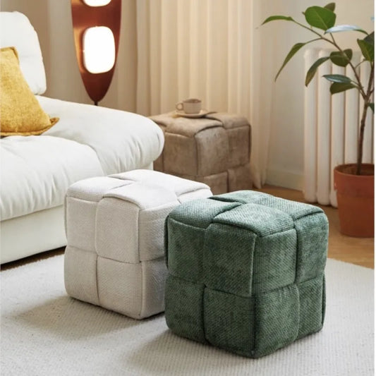 Solid Wood & Suede Fabric Upholstered Bench & Stool