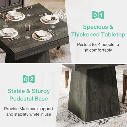 31.5-Inch Square Farmhouse Dining Table for 4 with Pedestal Base – view 6