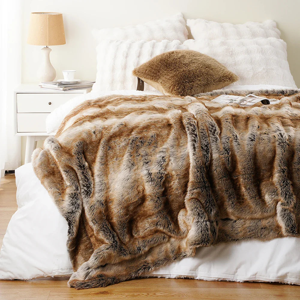 Plush Acrylic and Polyester Faux Fur Throw Blanket – view 5