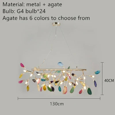 Nordic Colorful Agate LED Ceiling Chandelier with Leaf Design – view 15