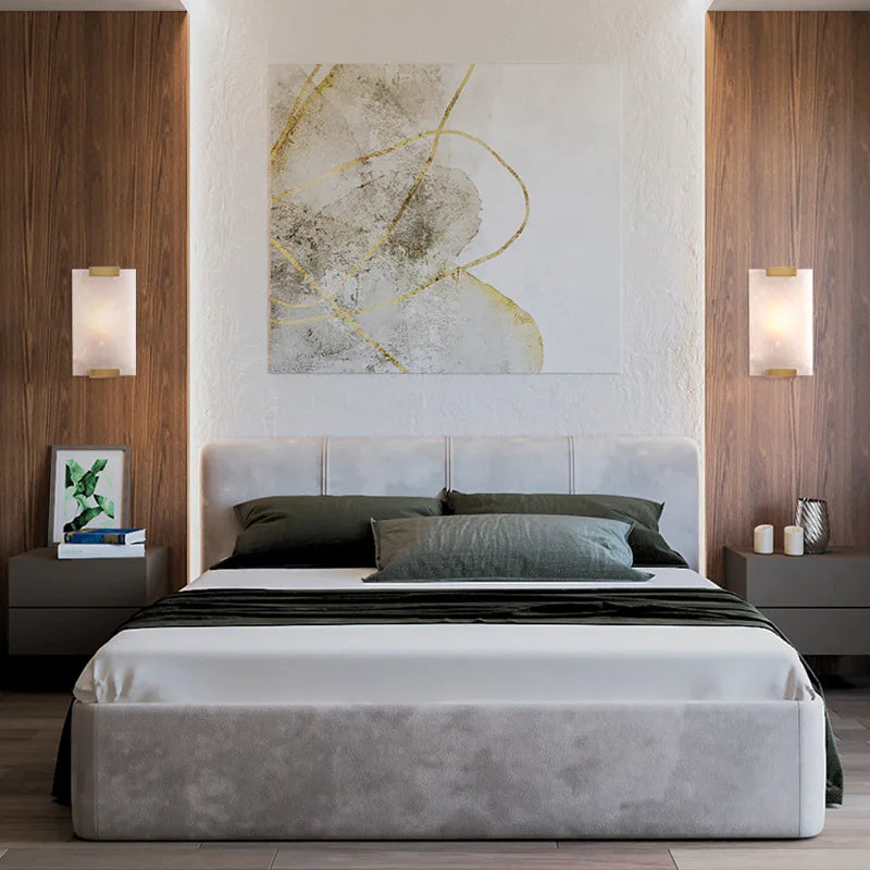 Natural Marble LED Wall Sconce with Forged Copper Body – view 4