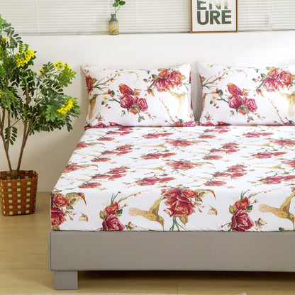 Vintage Rose Garden Hummingbird Floral Microfiber Bed Sheet Set – view 2