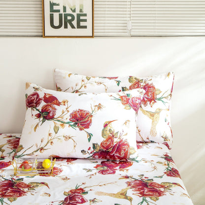 Vintage Rose Garden Hummingbird Floral Microfiber Bed Sheet Set – view 4