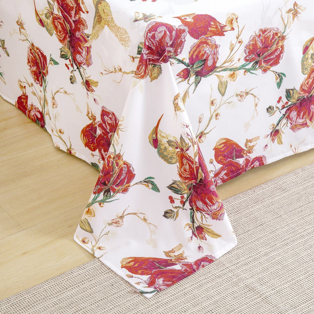 Vintage Rose Garden Hummingbird Floral Microfiber Bed Sheet Set – view 5
