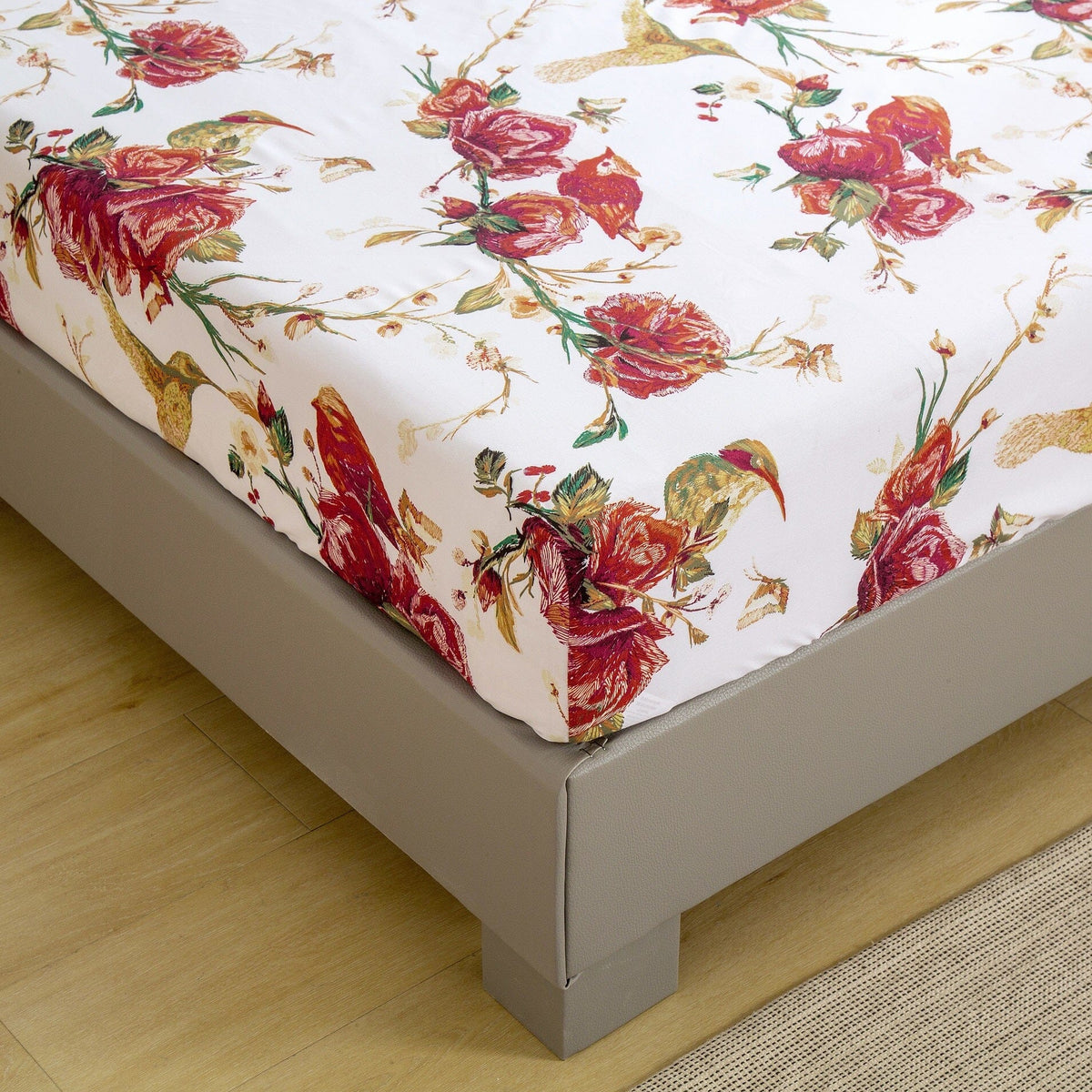 Vintage Rose Garden Hummingbird Floral Microfiber Bed Sheet Set – view 6