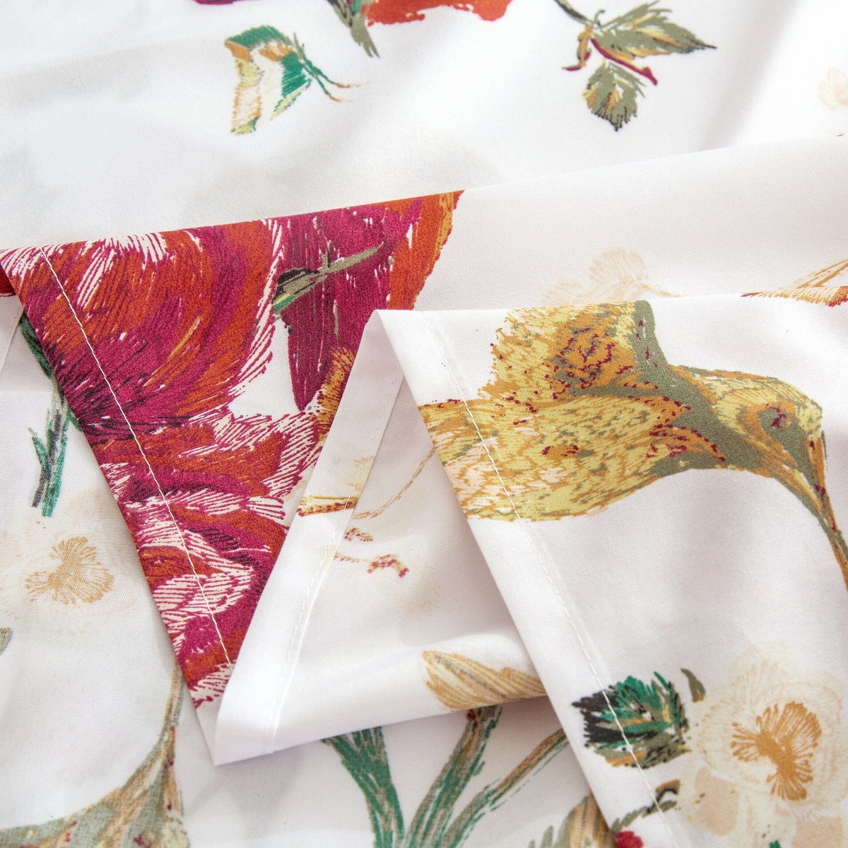 Vintage Rose Garden Hummingbird Floral Microfiber Bed Sheet Set – view 7