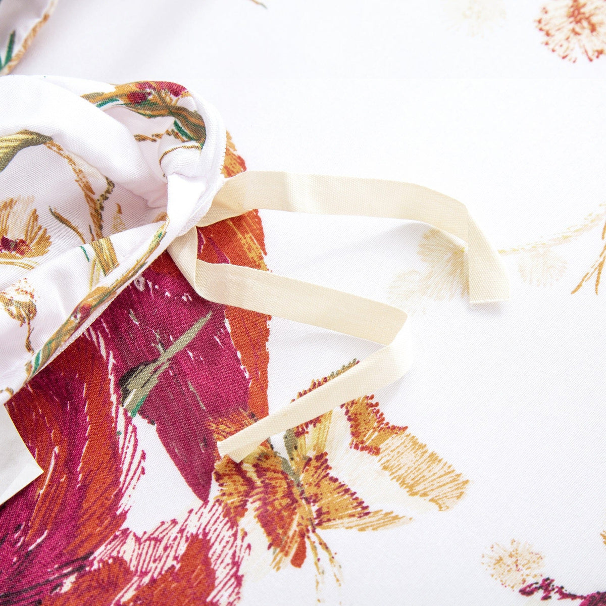 Vintage Rose Garden Hummingbird Floral Duvet Cover in Burgundy and White – view 10
