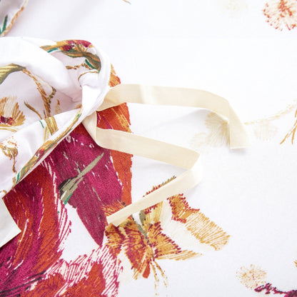 Vintage Rose Garden Hummingbird Floral Duvet Cover in Burgundy and White – view 10