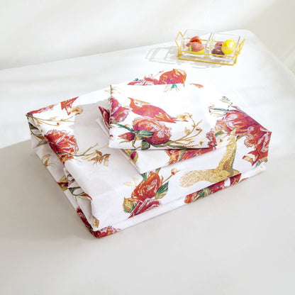 Vintage Rose Garden Hummingbird Floral Microfiber Bed Sheet Set – view 9