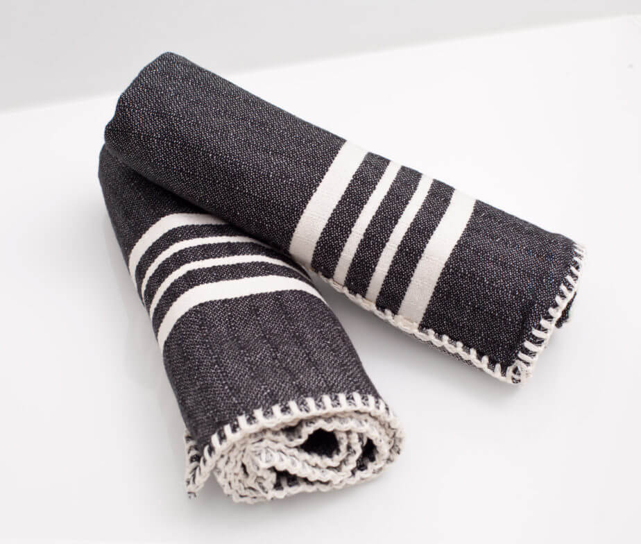 Farmhouse Turkish Cotton Hand Towels Without Fringe, Set of 2 – view 2