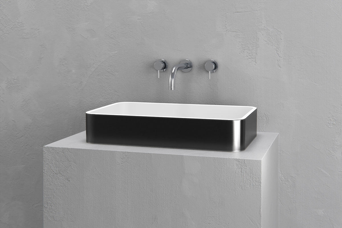 Low-Profile Rectangular Concrete Vessel Sink with Curved Corners – view 12
