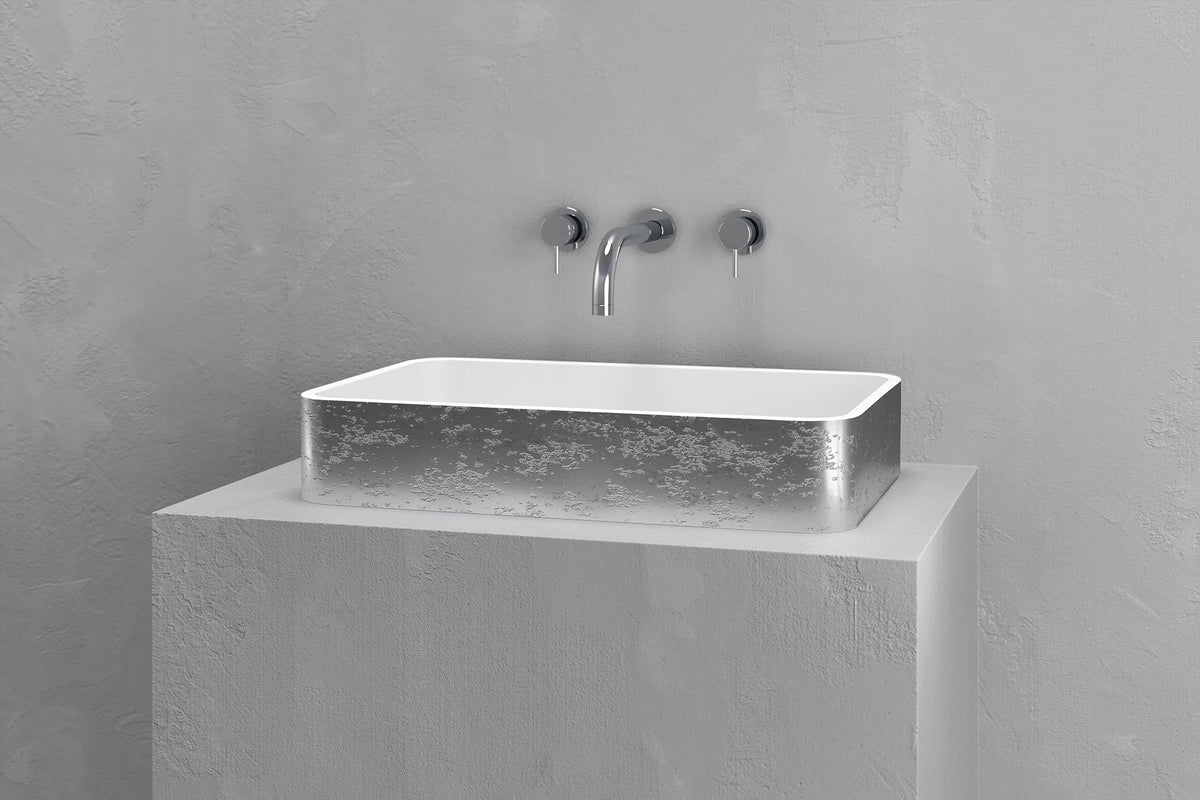 Low-Profile Rectangular Concrete Vessel Sink with Curved Corners – view 14