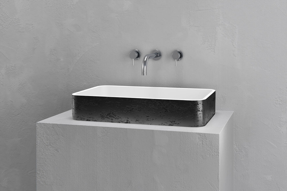Low-Profile Rectangular Concrete Vessel Sink with Curved Corners – view 15