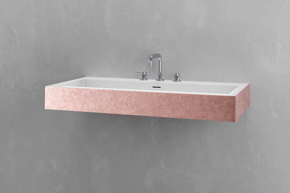 Wall-Mounted Rectangular Concrete Sink, 39.4 Inch Floating Basin – view 13