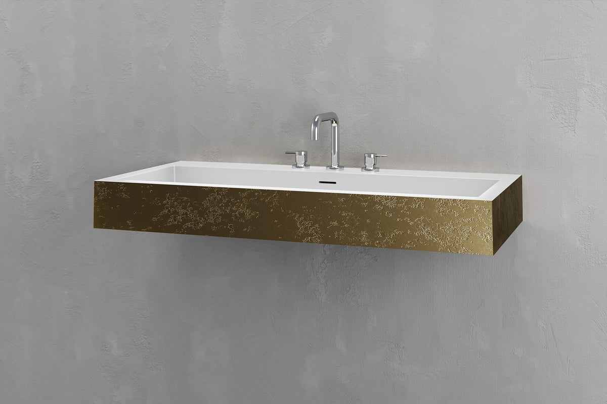 Wall-Mounted Rectangular Concrete Sink, 39.4 Inch Floating Basin – view 14